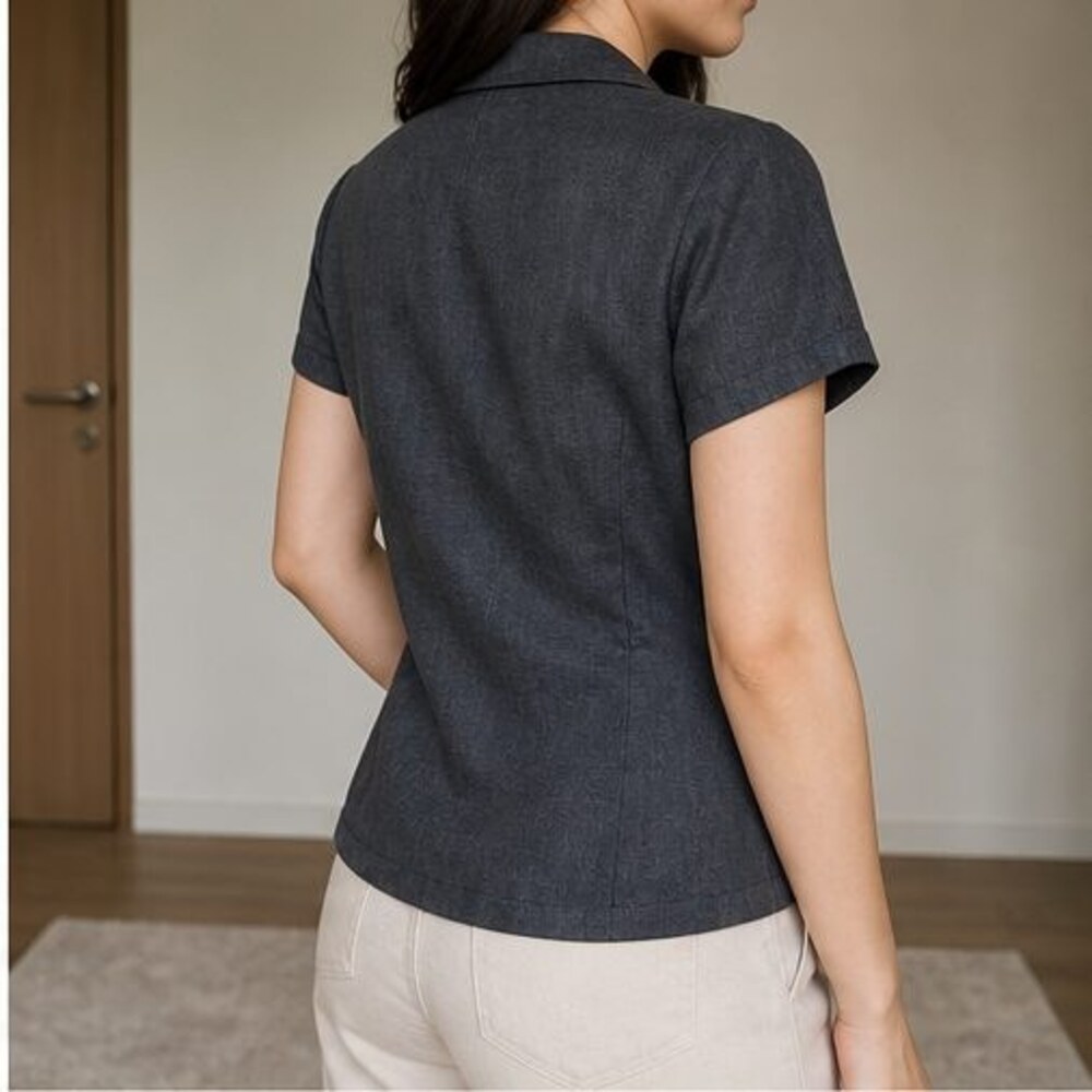 Charcoal Ruffle Blouse - Picture 3 of 6